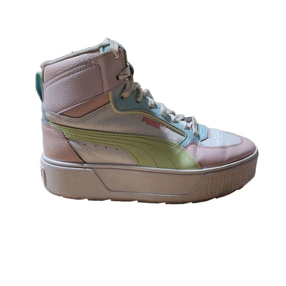 PUMA Karmen Rebelle Mid Platform Sneakers Pink Pastel Color Block Size 6.5
